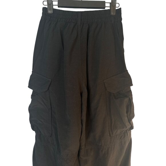 ZARA Cargo Pants XS Black Viscose & Linen - Picture 10 of 13